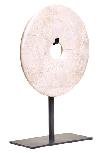 Extra Small Cream Marble Round Dia 15cm Disc Sculpture