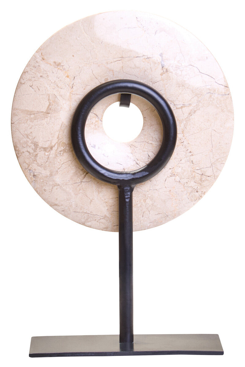 Extra Small Cream Marble Round Dia 15cm Disc Sculpture