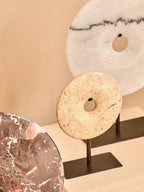 Extra Small Cream Marble Round Dia 15cm Disc Sculpture