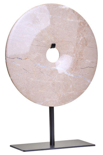 Small Cream Marble Round Dia 20cm Disc Sculpture