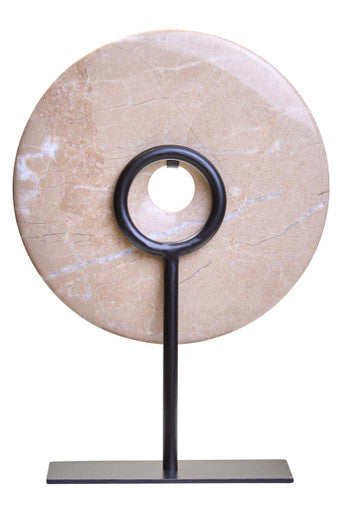 Small Cream Marble Round Dia 20cm Disc Sculpture