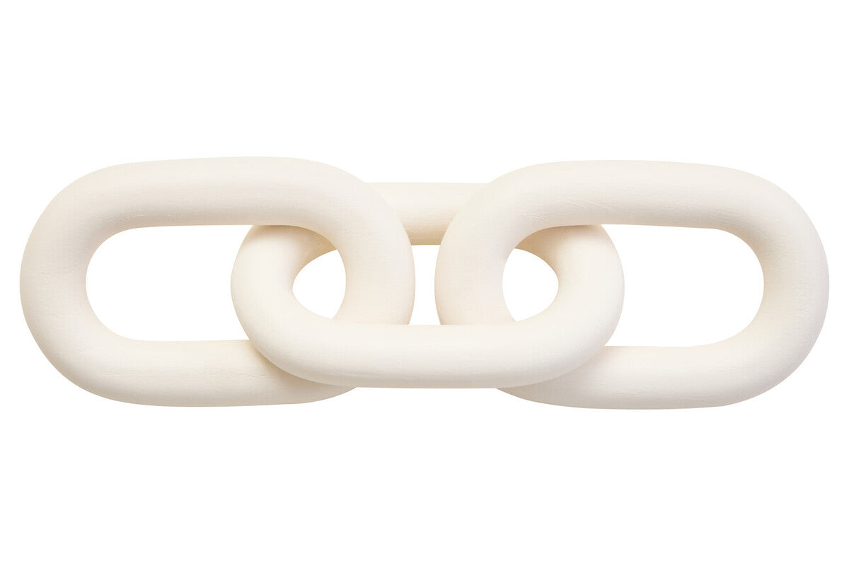 White Wood 3 Link Chain Decor