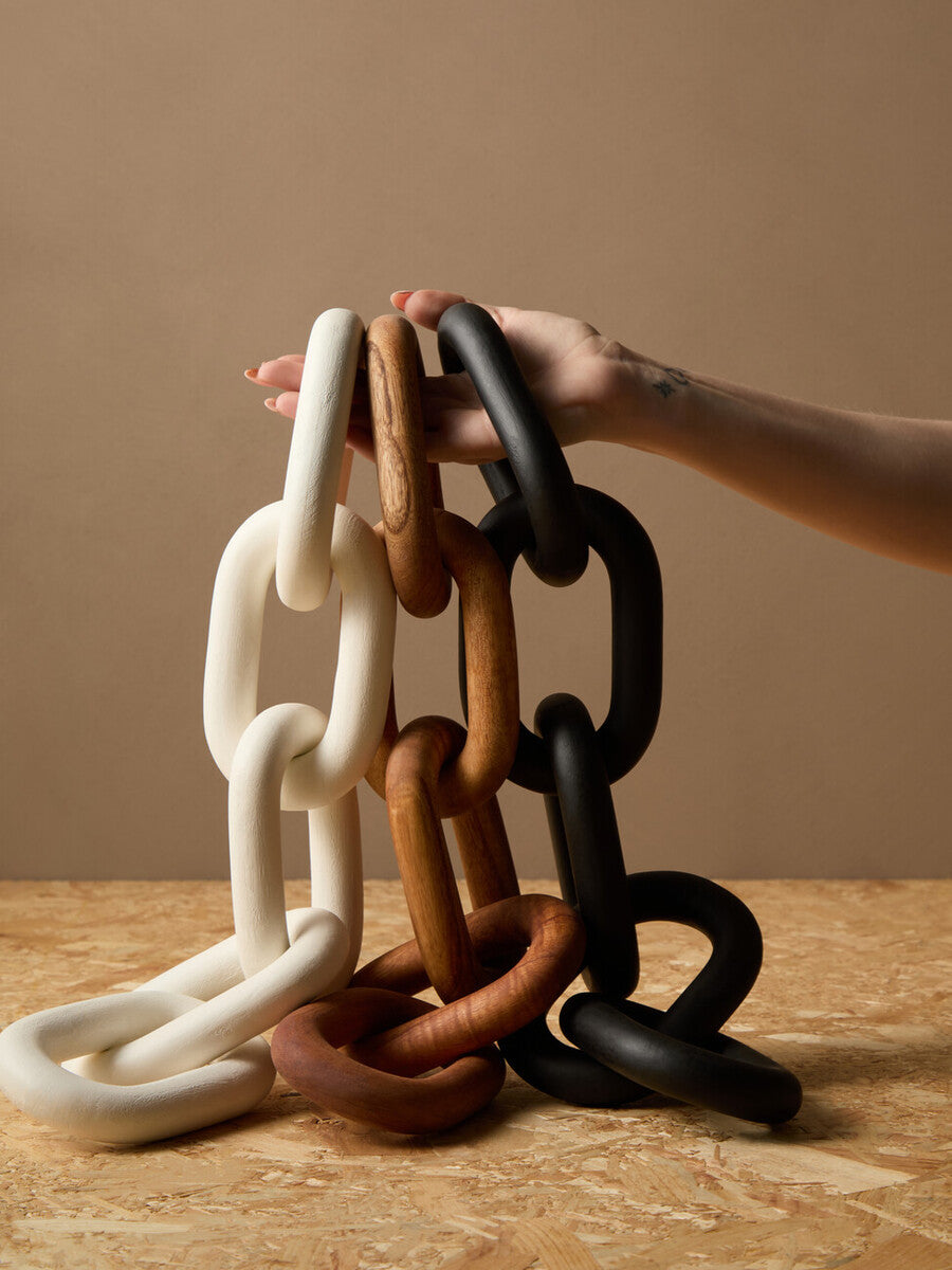 White Wood 5 Link Table Decor Chain
