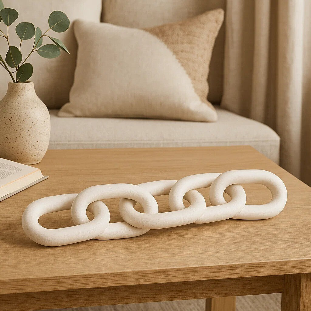 White Wood 5 Link Table Decor Chain