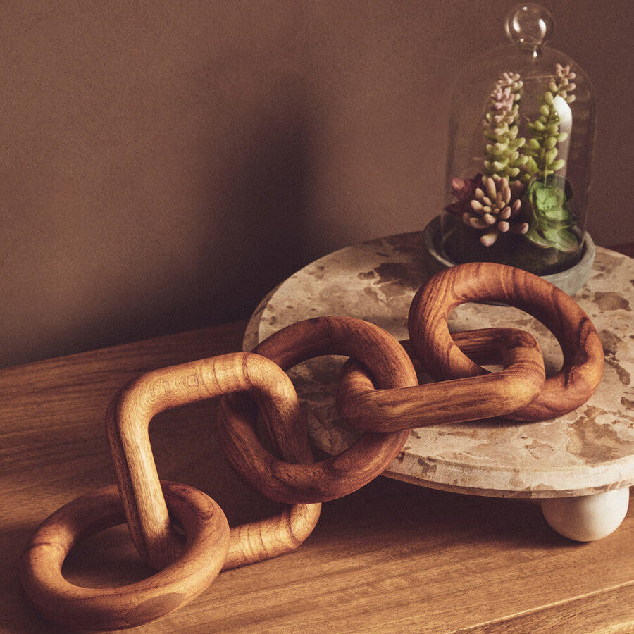 Brown Wood Five Link Table Decor Chain