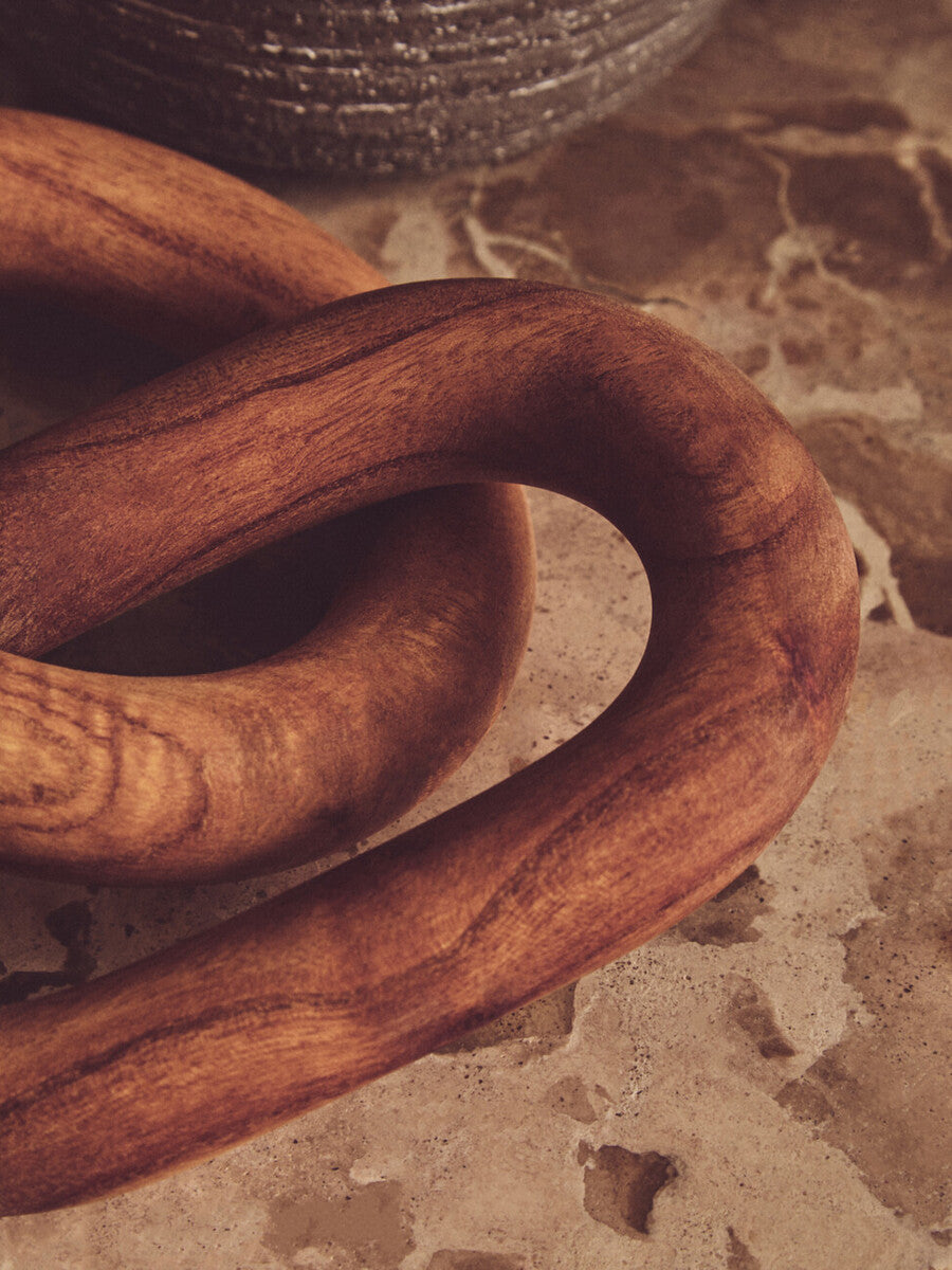 Brown Wood 2 Link Chain Decor
