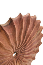 Natural Wood Round Sculpture with Travertine Base
