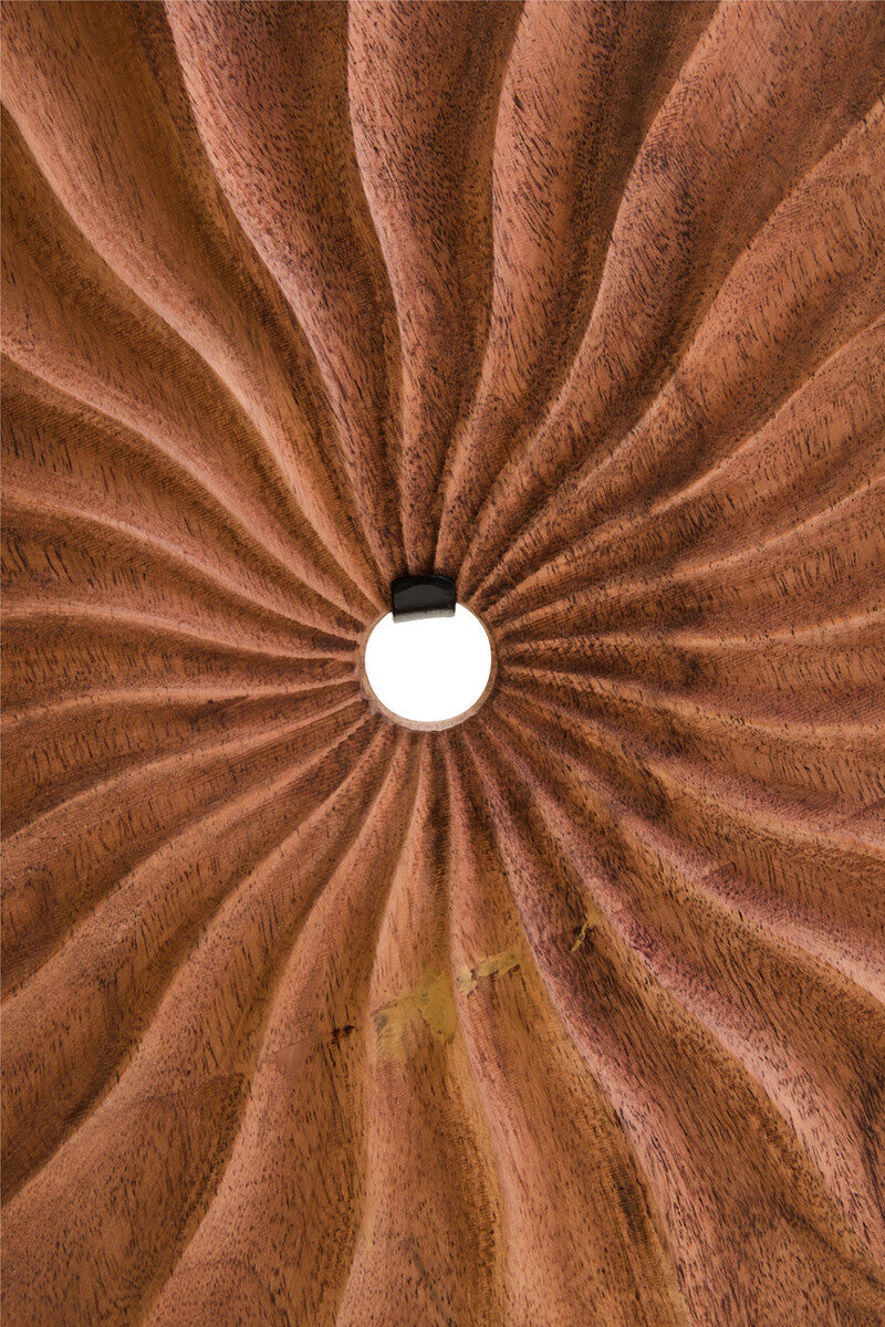 Natural Wood Round Sculpture with Travertine Base