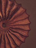 Brown Wood Round Sculpture with Black Base