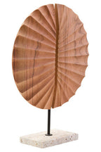Natural Wood Sculpture with Travertine Base