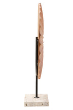 Natural Wood Sculpture with Travertine Base