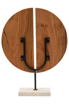 Natural Wood Sculpture with Travertine Base