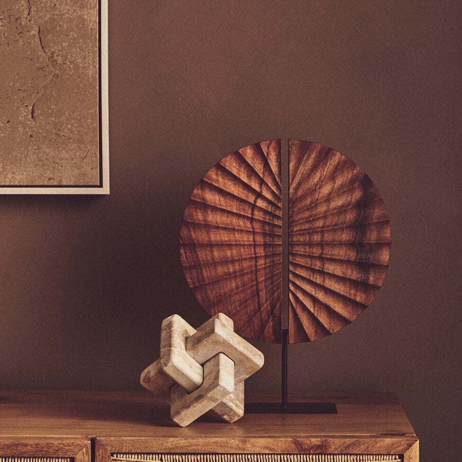 Brown Wood Sculpture with Black Base | Westo