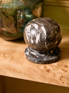 Black and White Veined Marble Ball Sculpture | Zoro