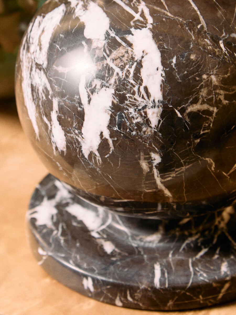 Black and White Veined Marble Ball Sculpture | Zoro