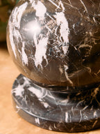 Black and White Veined Marble Ball Sculpture | Zoro