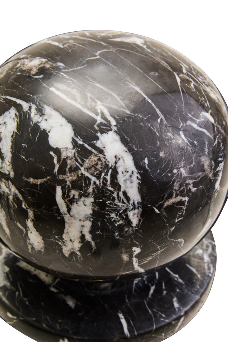 Black and White Veined Marble Ball Sculpture | Zoro