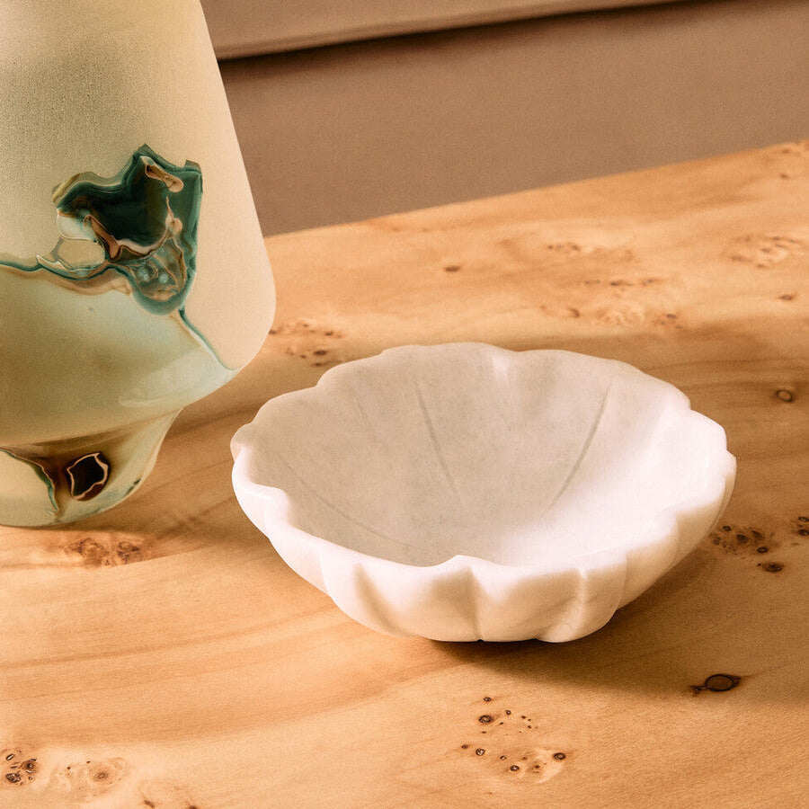 Small White Marble Lotus Bowl
