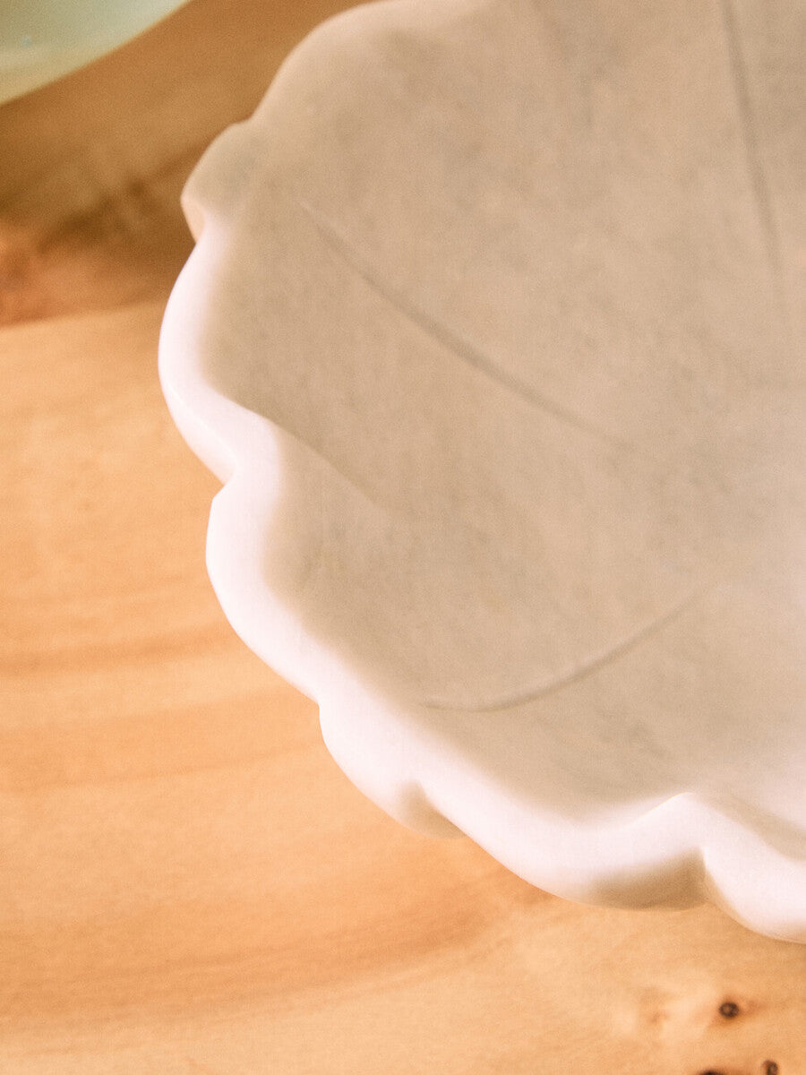 Small White Marble Lotus Bowl
