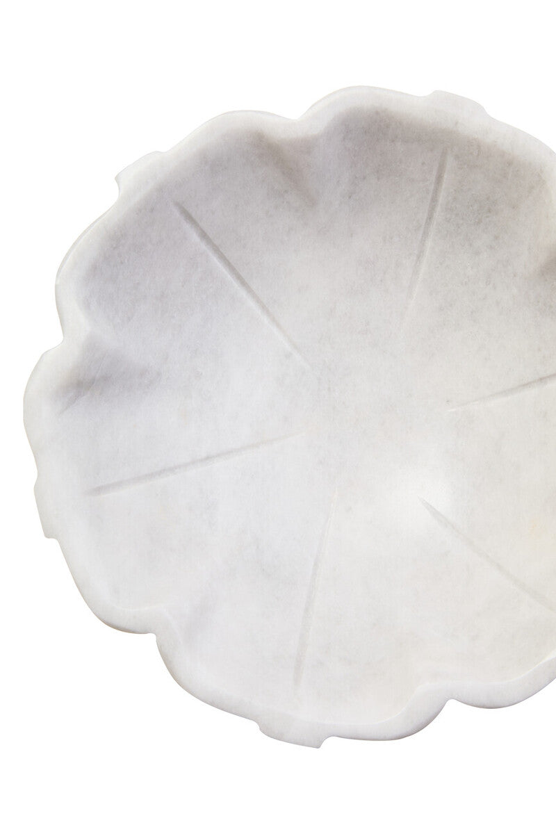 Small White Marble Lotus Bowl