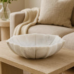 Small White Marble Lotus Bowl