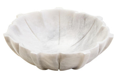 Medium White Marble Lotus Bowl