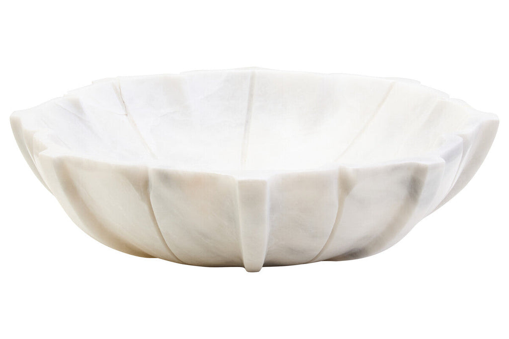 Large White Marble Lotus Bowl