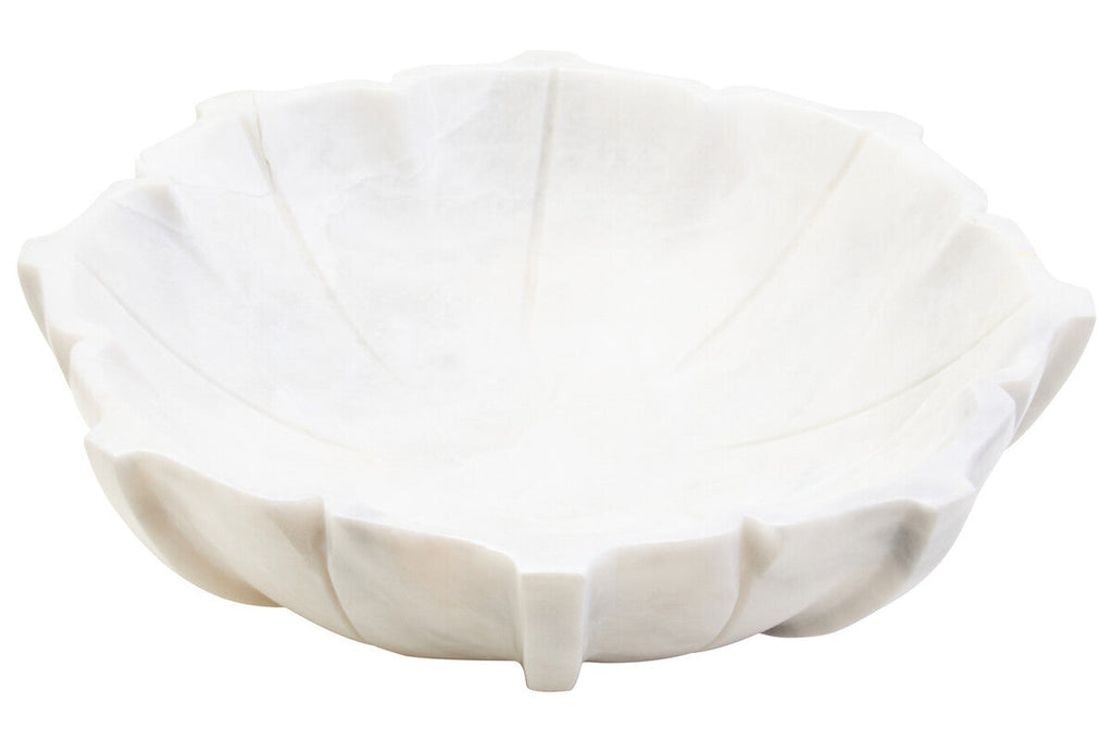 Large White Marble Lotus Bowl