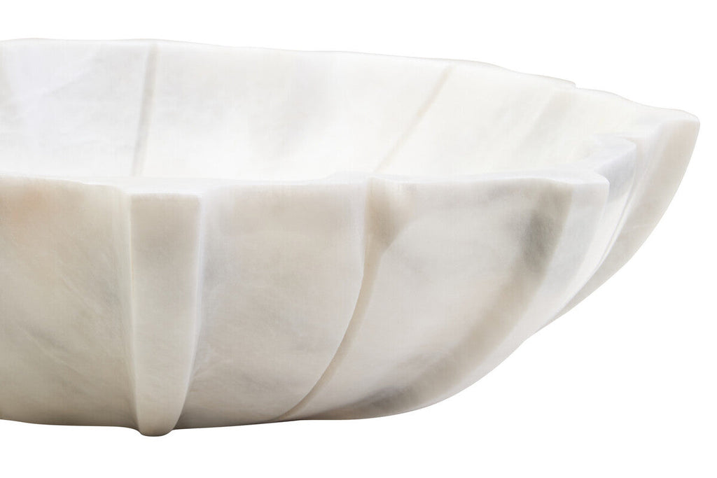 Large White Marble Lotus Bowl