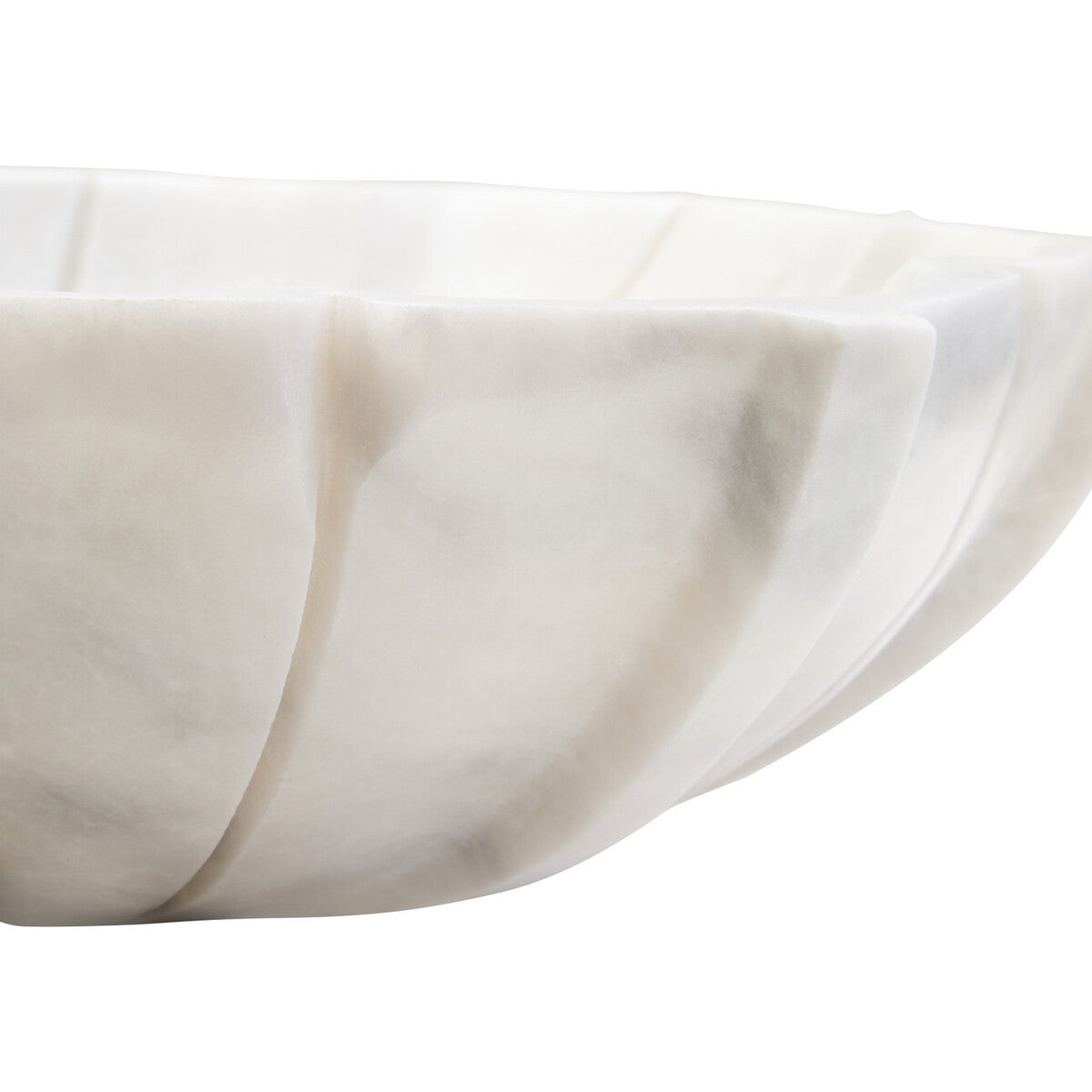 Large White Marble Lotus Bowl