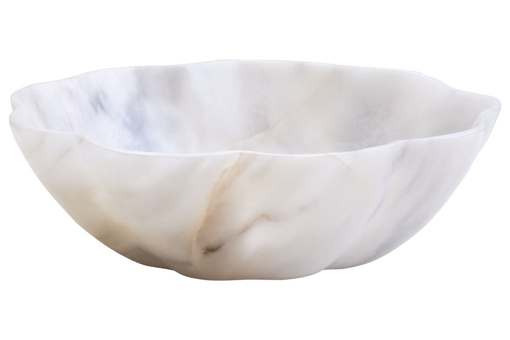 Small White Marble Scalloped Bowl