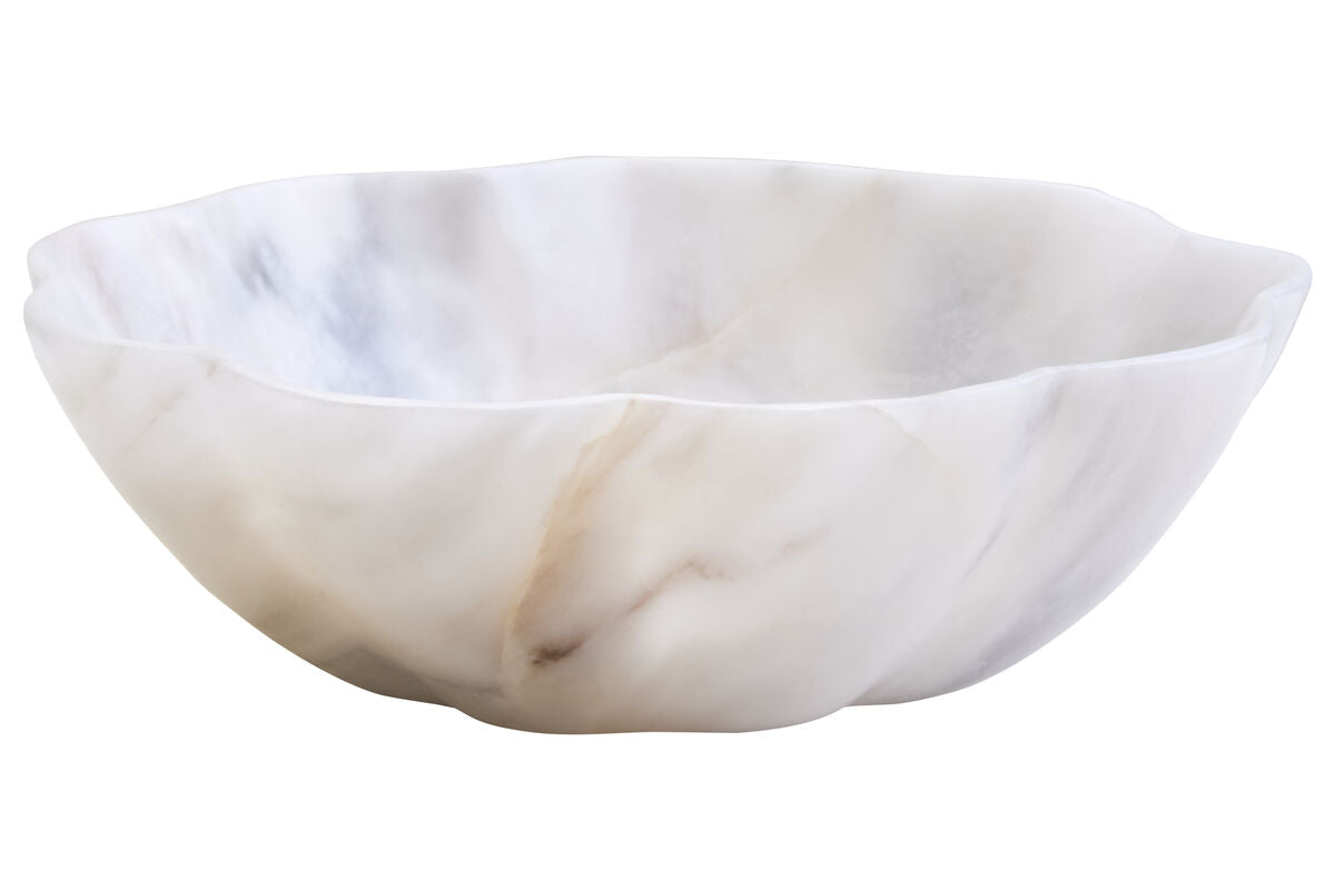 Small White Marble Scalloped Bowl