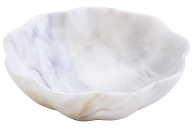 Small White Marble Scalloped Bowl