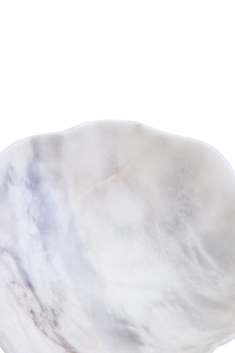 Small White Marble Scalloped Bowl