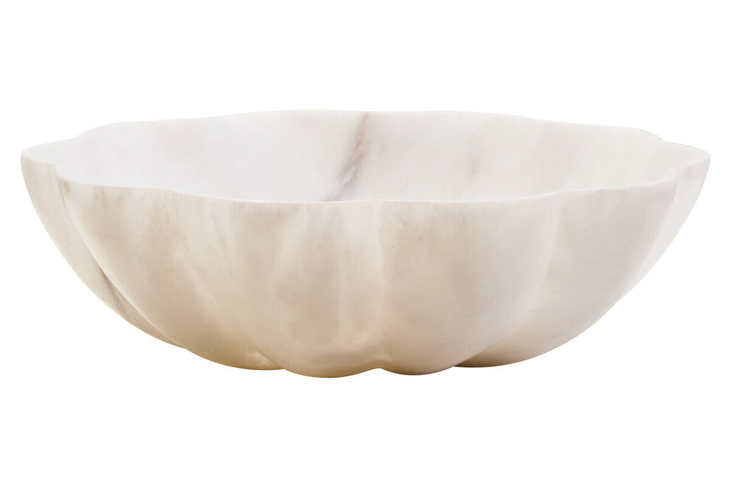 Medium White Marble Scalloped Bowl