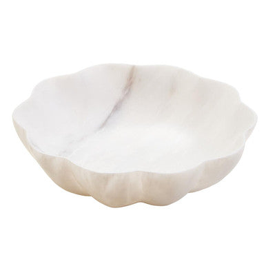 Medium White Marble Scalloped Bowl