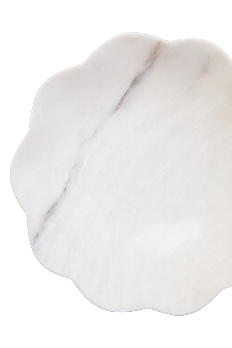 Medium White Marble Scalloped Bowl