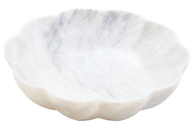 Large White Marble Scalloped Bowl