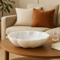Large White Marble Scalloped Bowl