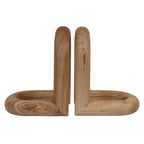 Natural Wood Set of 2 Bookends