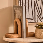 Natural Wood Set of 2 Bookends