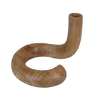 Natural Wood Candle Holder with Curved Design