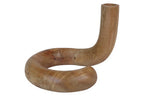 Natural Wood Candle Holder with Curved Design