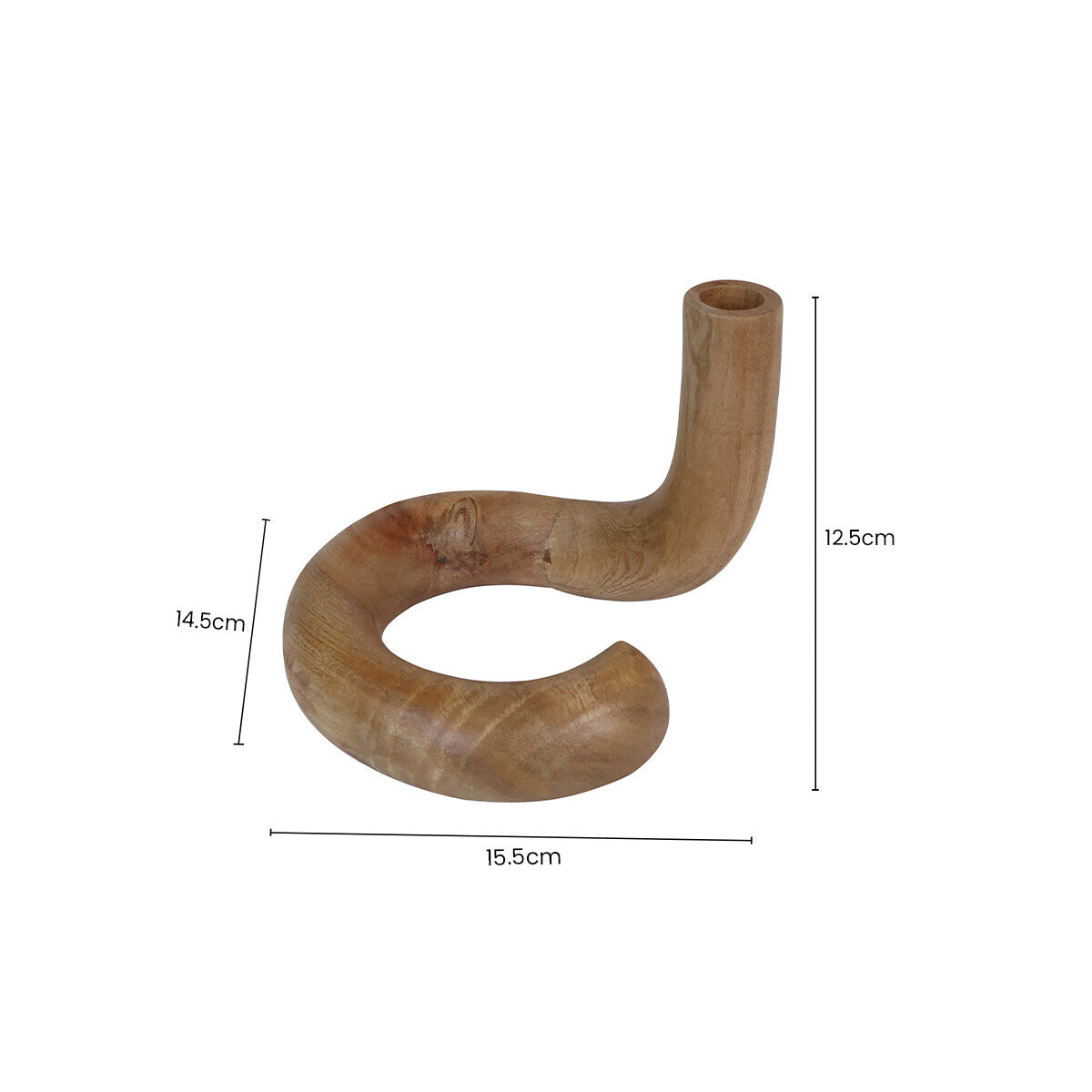 Natural Wood Candle Holder with Curved Design