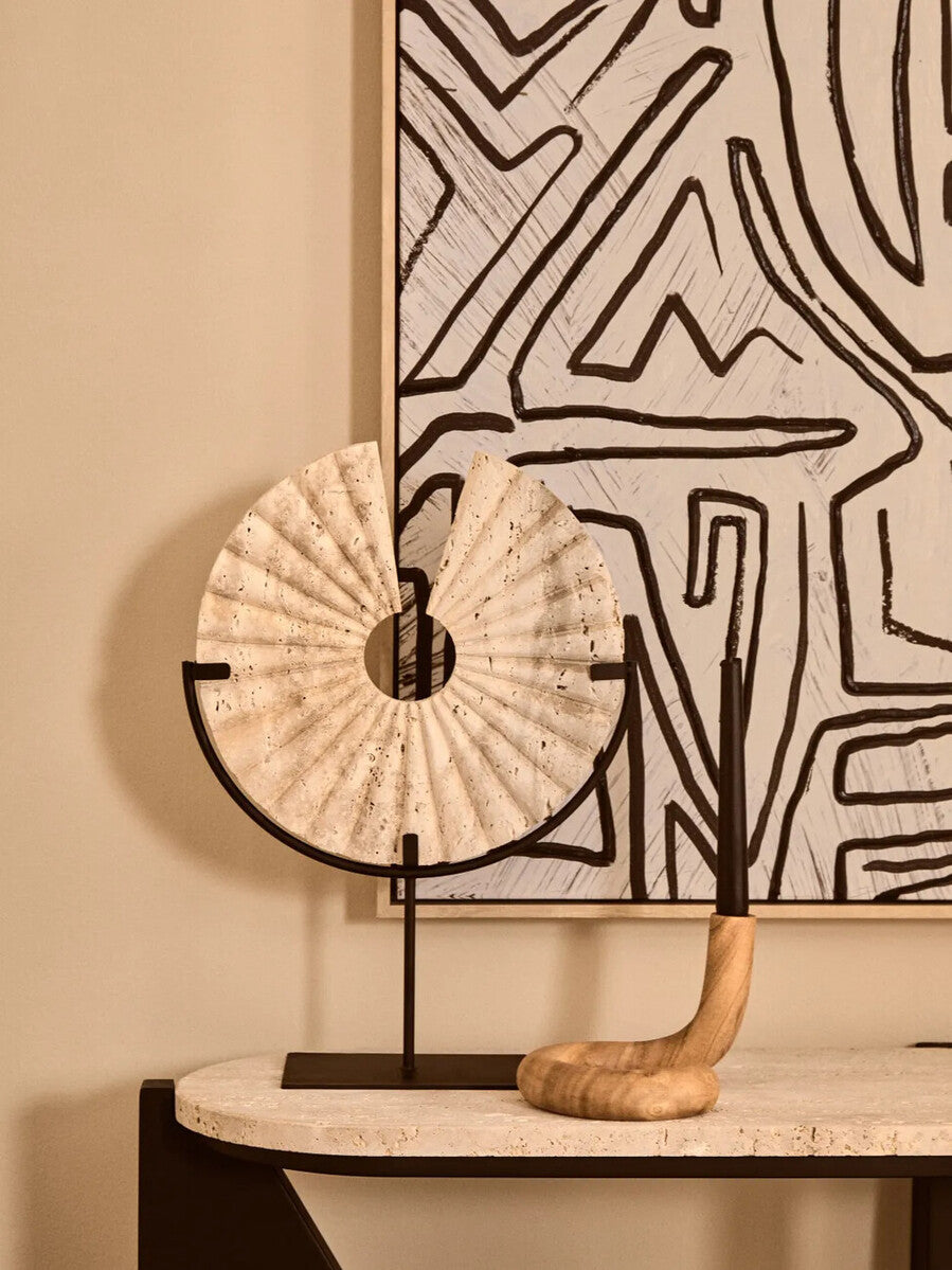 Natural Wood Candle Holder with Curved Design