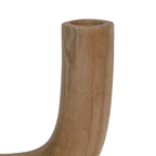 Natural Wood Candle Holder with Curved Design