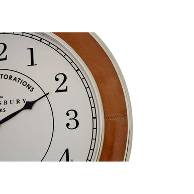 58cm Dia Tan Genuine Leather Large Wall Clock