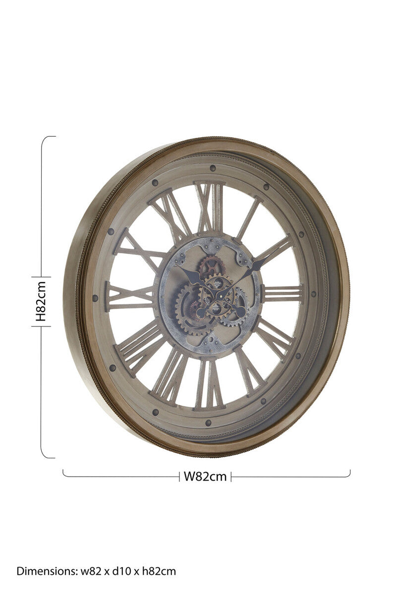 82cm Dia Antique Gold Round Wall Clock
