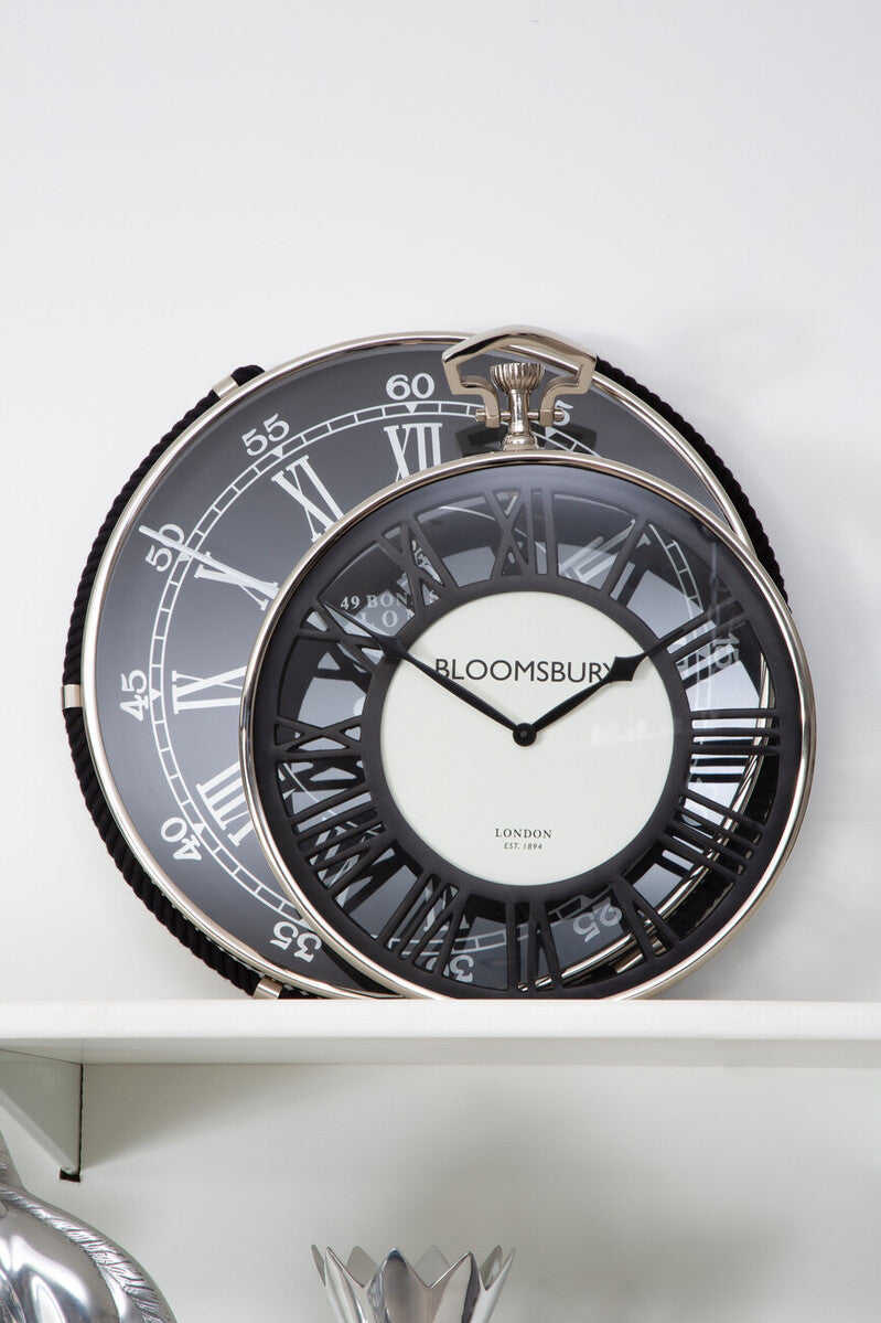 Nickel Finish Pocket Style Wall Clock