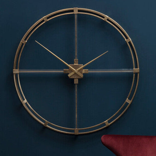 110cm Dia Gold Finish Metal Wall Clock